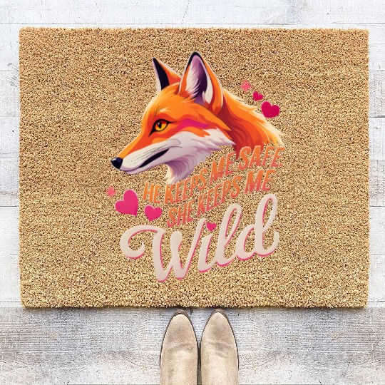 He Keeps Me Safe She Keeps Me Wolf Lover couple Coir Doormats