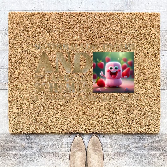 Marshmallow Dreams & Strawberry Schemes Coir Doormats