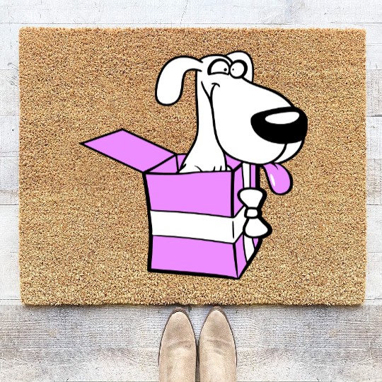 Dog Pet Gift Box Funny Crazy Surprise Fun Puppy Coir Doormats