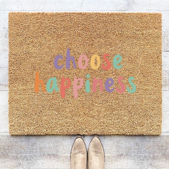 Choose Happiness Retro Colorful Pastel Kids Coir Doormats