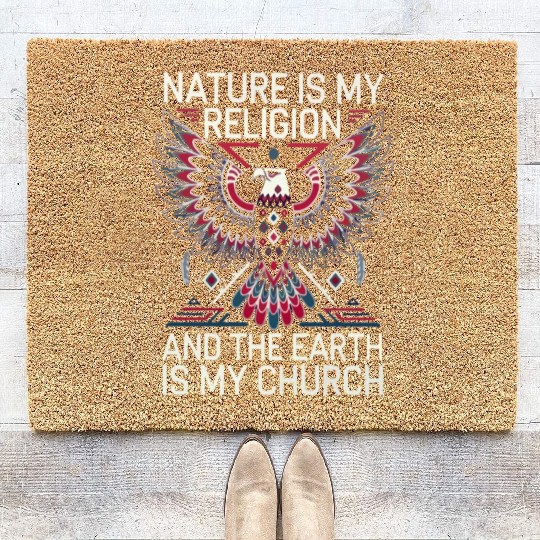 native cowboy indian women hat wild western texas Coir Doormats