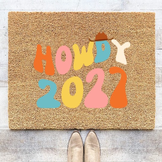 Howdy 2027 funny 2027 NYE Groovy Coir Doormats