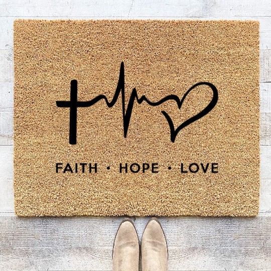 Faith Hope Love - Black Coir Doormats