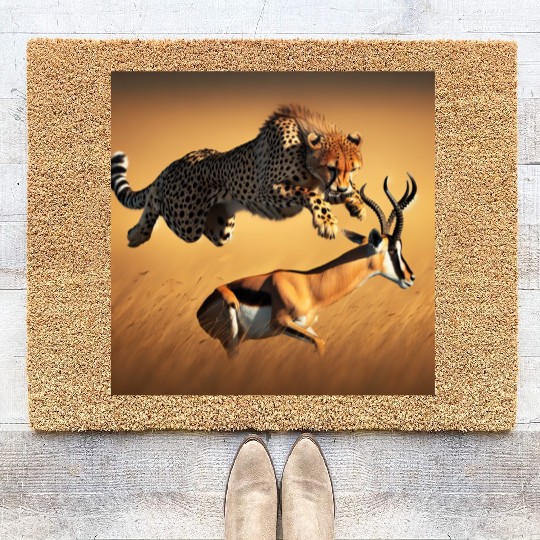 Cheetah on the Hunt Coir Doormats