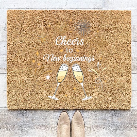 Cheers To New Beginings - Festive New Year's Eve Coir Doormats