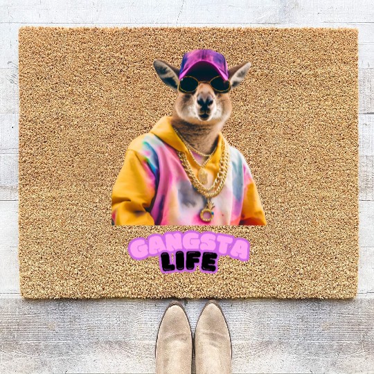Gangsta life kangaroo Coir Doormats
