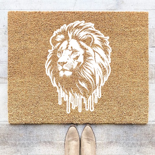 White Lion King Graffiti Style Art Printed Coir Doormats