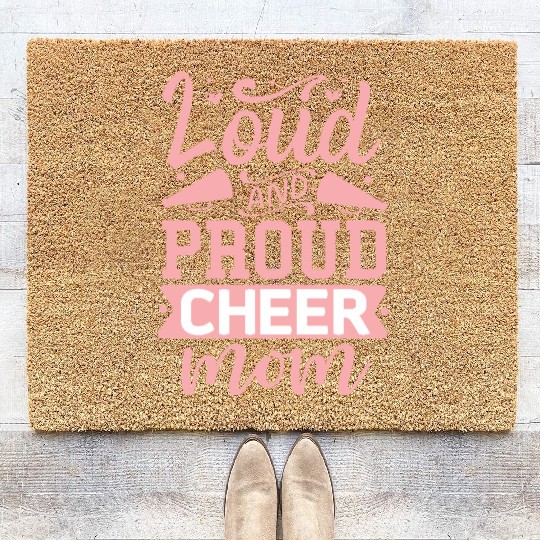 Loud And Proud Cheer Mom Heart Cheerleader Sports Coir Doormats