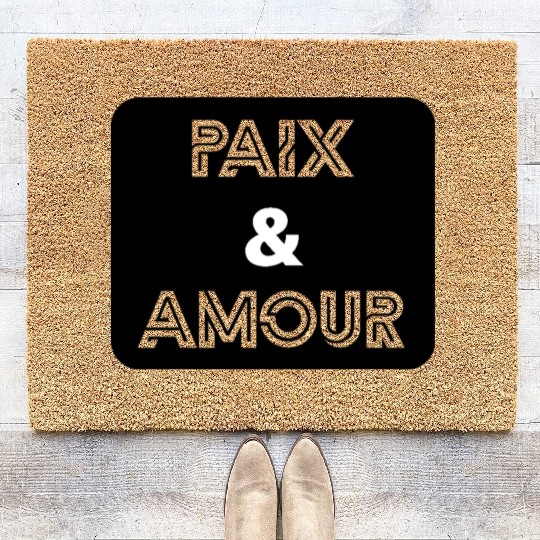 Paix et amour noir Coir Doormats