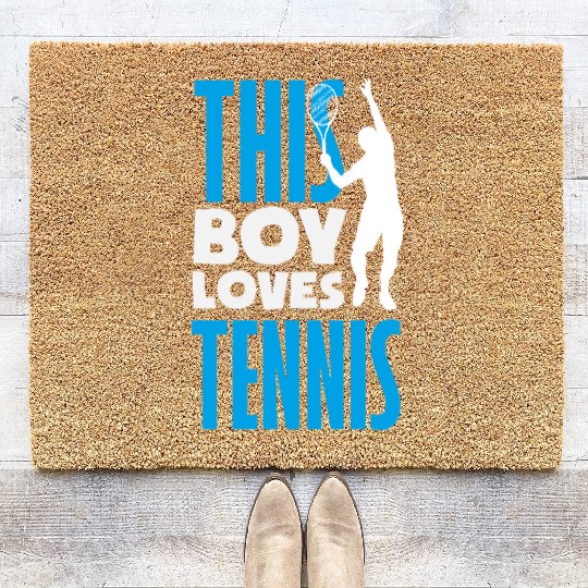 This Boy Loves Tennis Graphic Design Coir Doormats