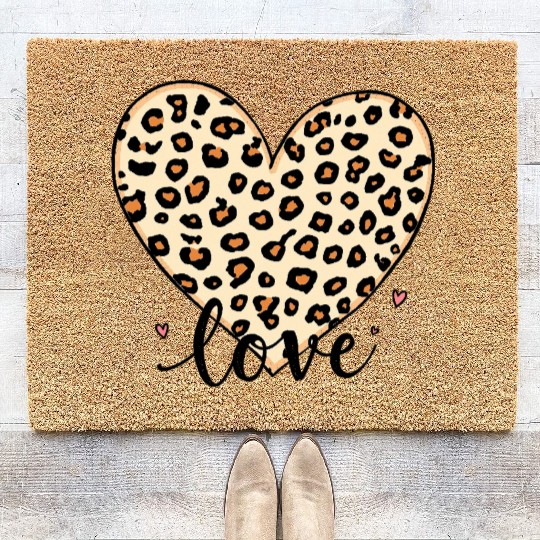 Trendy Vintage Retro Love Cheetah Leopard Print Coir Doormats