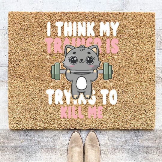 Funny Cat Workout Gym Womens mother's day 2025 Coir Doormats
