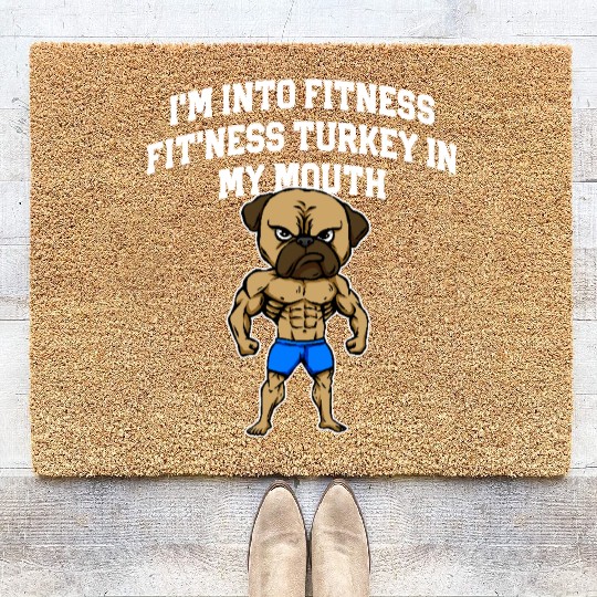 Fitness Turkey in My Mouth Funny Workout Humor Gym Coir Doormats