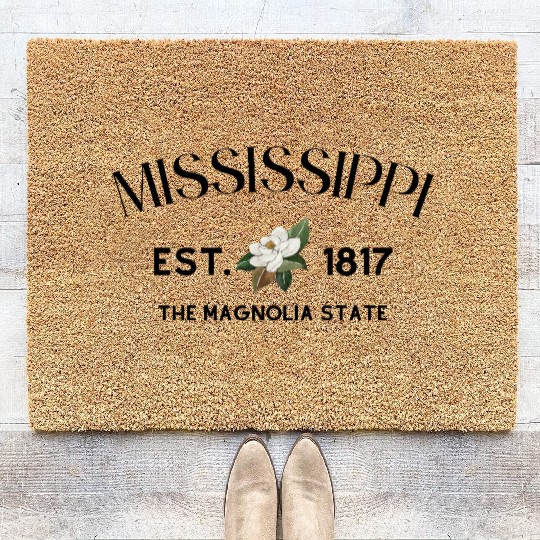 White Camellia Flower Blossom Coir Doormats