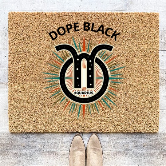 Dope black Aquarius, Zodiac Gift Coir Doormats