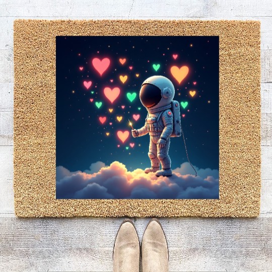 Astronauts are full of love Coir Doormats