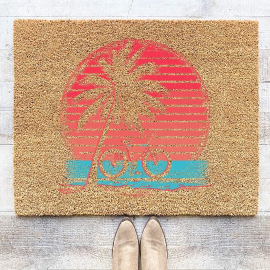 Cycling Synthwave Coir Doormats