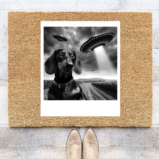 Dachshund Dog Mom Dad Funny Graphic Selfie UFOs We Coir Doormats