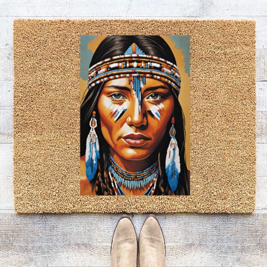 Native American woman Coir Doormats