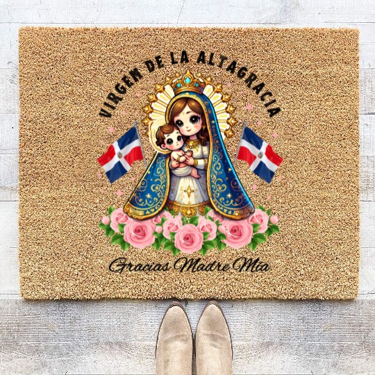 Our Lady of Altagracia Dominican Republic Catholic Coir Doormats