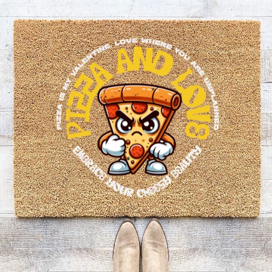 Pizza is my valentines Embrace Your Cheesy Beauty Coir Doormats