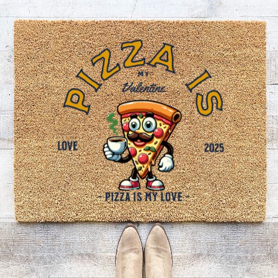 Pizza Is My Valentine Cheesy Love Coir Doormats