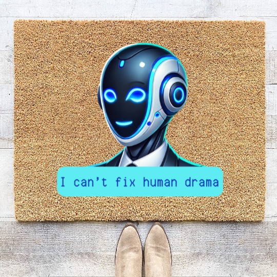 I Can't Fix Human Drama Funny AI Robot Design Coir Doormats