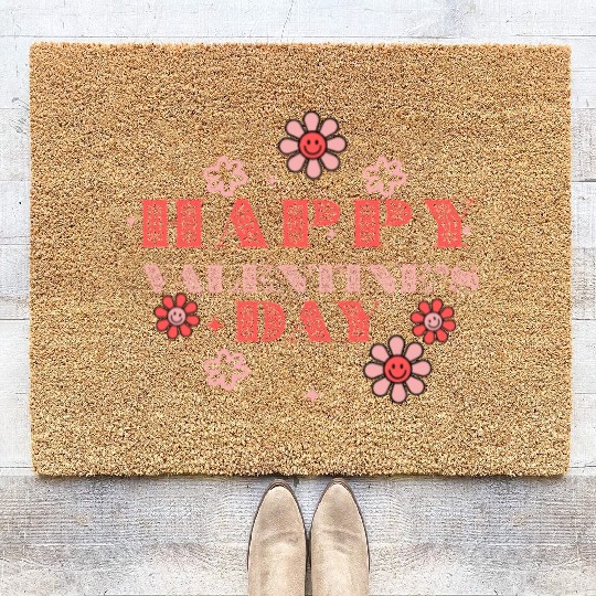 Red and Black Floral Valentine s Day Coir Doormats