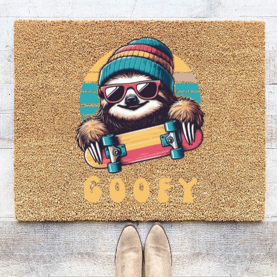 Goofy Skater Sloth - Funny Skateboard Freestyle Coir Doormats