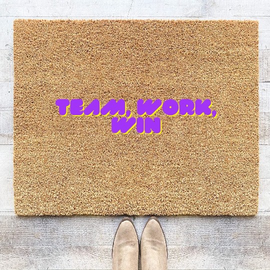 team, work, win team spirit Coir Doormats