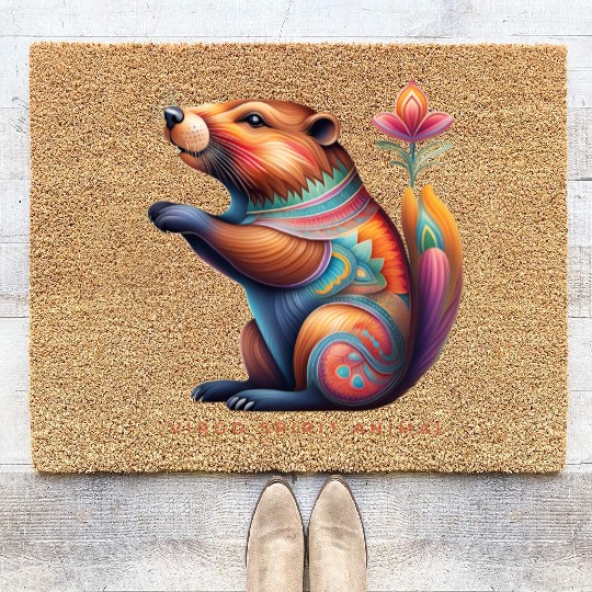 Virgo Spirit Animal Beaver Alebrije Female Coir Doormats