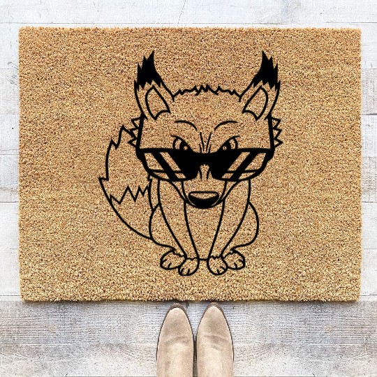 Fox Sunglasses Cool Looks Up Evil Eyes Bad Fun Boy Coir Doormats