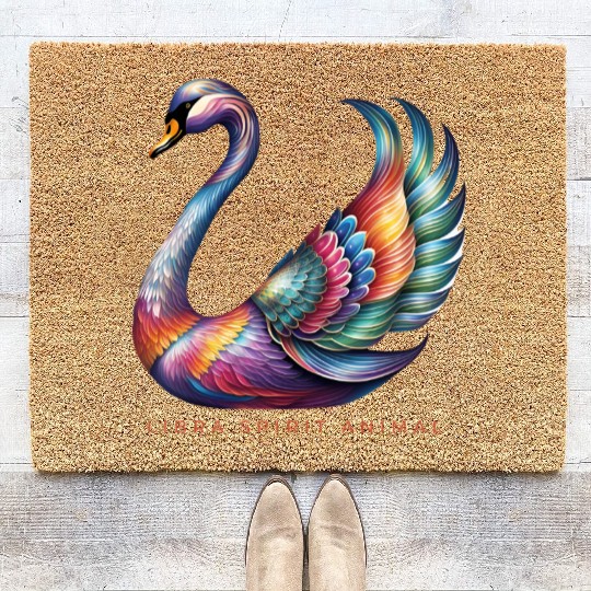 Libra Spirit Animal Swan Alebrije Coir Doormats
