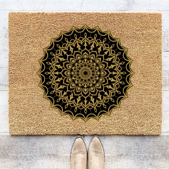 mandala design simple Coir Doormats