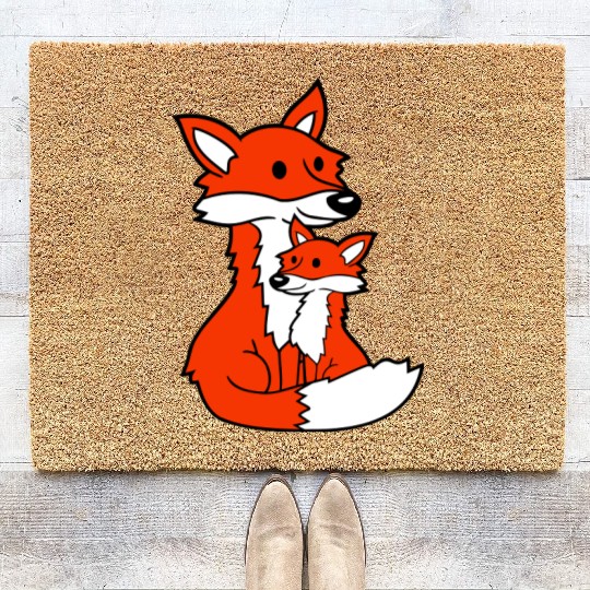 2 Foxes Mother Red Fox Small Child Father Mother Coir Doormats