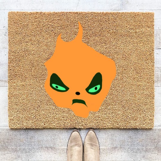 Fiery Angry Demon Face Illustration Coir Doormats
