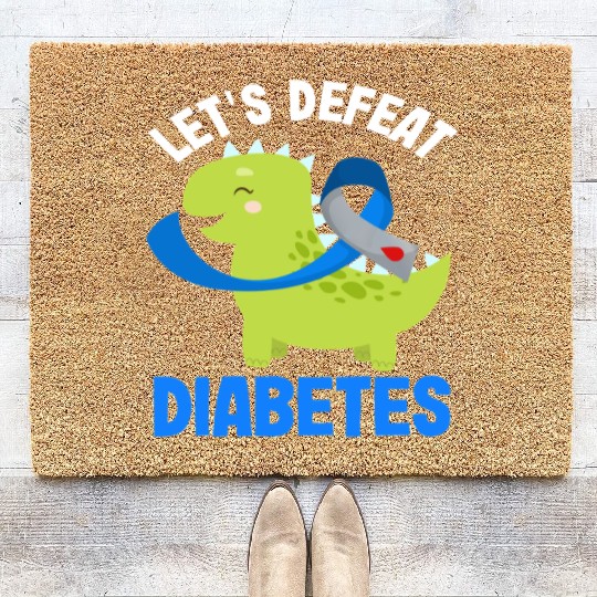 Let's Defeat Diabetes Type 1 Awareness Dino Coir Doormats