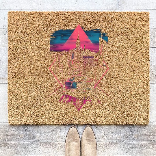 Retro Car City Vaporwave Synthwave 80s 90s Coir Doormats