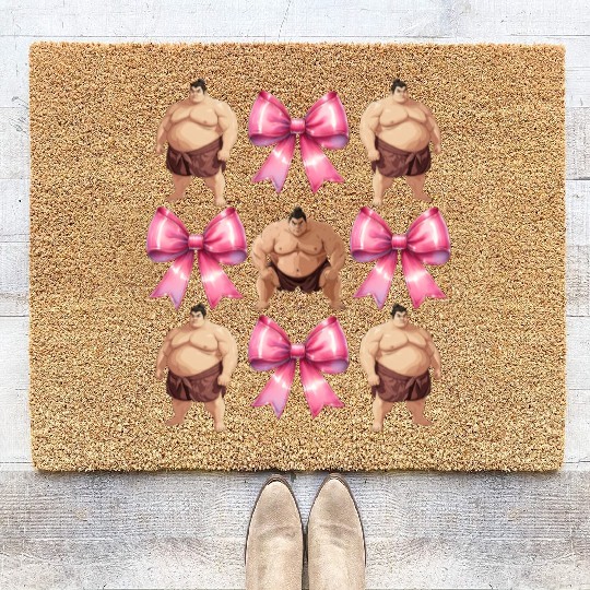 Coquette Bow Sumo Wrestling Japanese Sumo Wrestler Coir Doormats