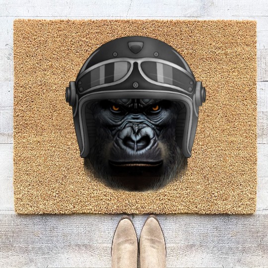 Biker Gorilla Motorcycle Silver Back Monkey Coir Doormats