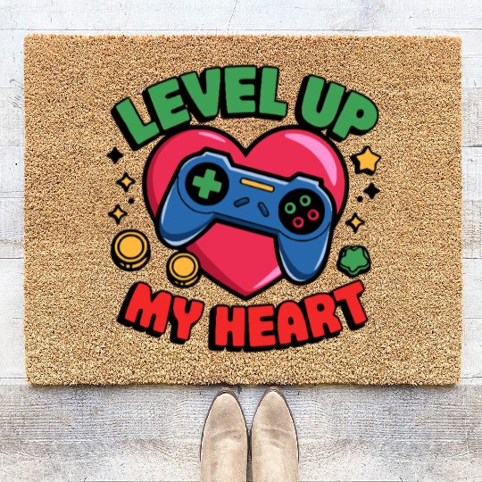 Level Up My Heart - Gaming Valentine's Design Coir Doormats