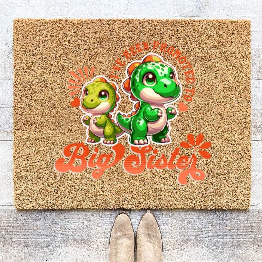 I've been Promoted to Big Sister Cute Dinosaurs Coir Doormats