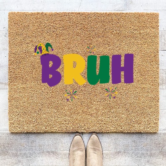 Bruh Mardi Gras Teens Boys Kids Mardi Gras Bruhbru Coir Doormats