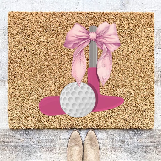 Coquette Bow Mini Golf Golfer Mothers Day Coir Doormats