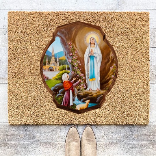 Our Lady of Lourdes St Bernadette Immaculate Mary Coir Doormats