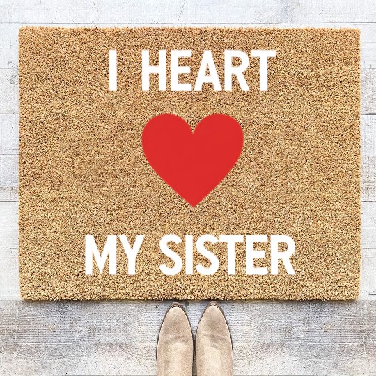 I Love My Sister Family Love Heart Gift Coir Doormats