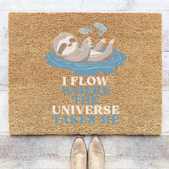 Pisces Zodiac Sloth I Flow Where The Universe Coir Doormats