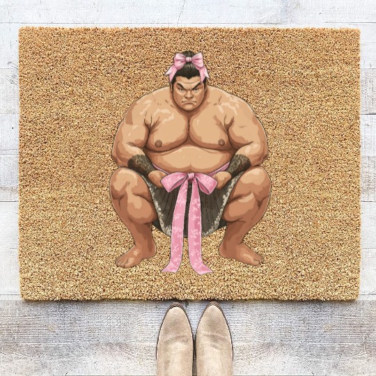 Coquette Bow Sumo Wrestling Japanese Sumo Wrestler Coir Doormats