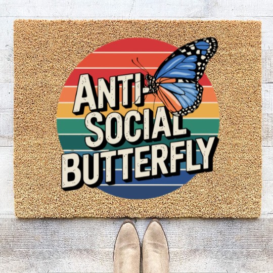 Butterfly No Talking Alone Left Alone Coir Doormats