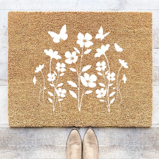 Flowers and Butterflies Coir Doormats